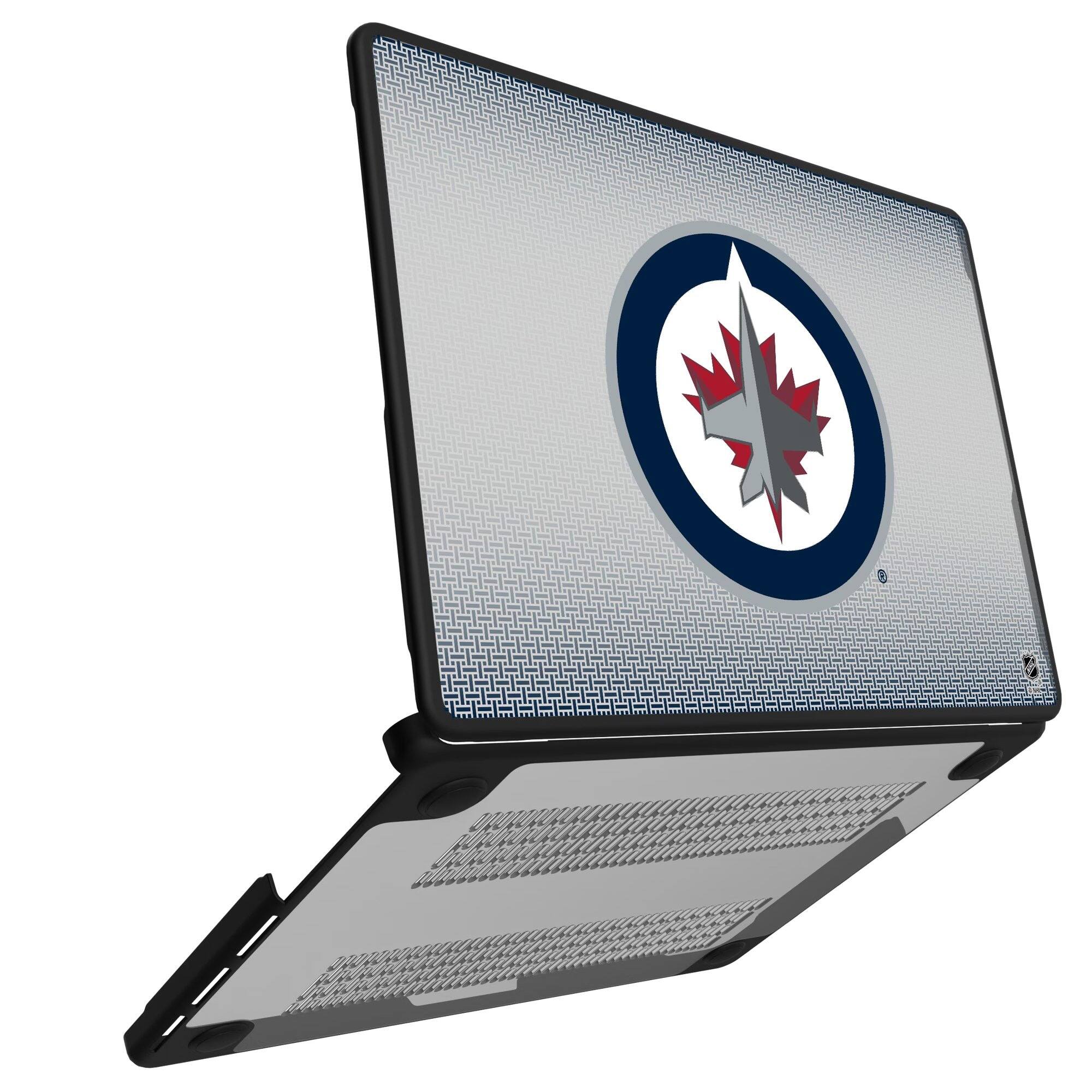 Alt View 1. Keyscaper - Winnipeg Jets Linen MacBook Case - Air 13 in - Multicolor.