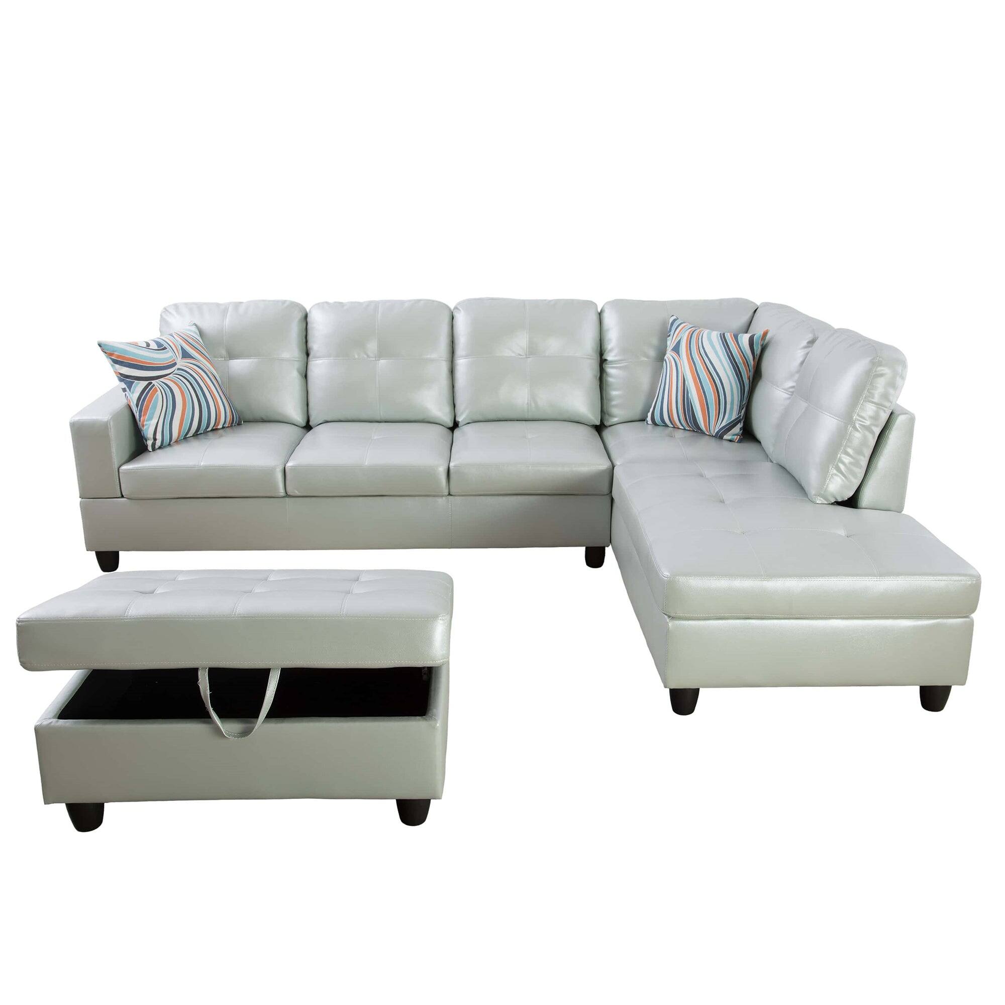 Boyel Living Premium Semi PU Upholstered Sofa Solid Wood Frame Double ...