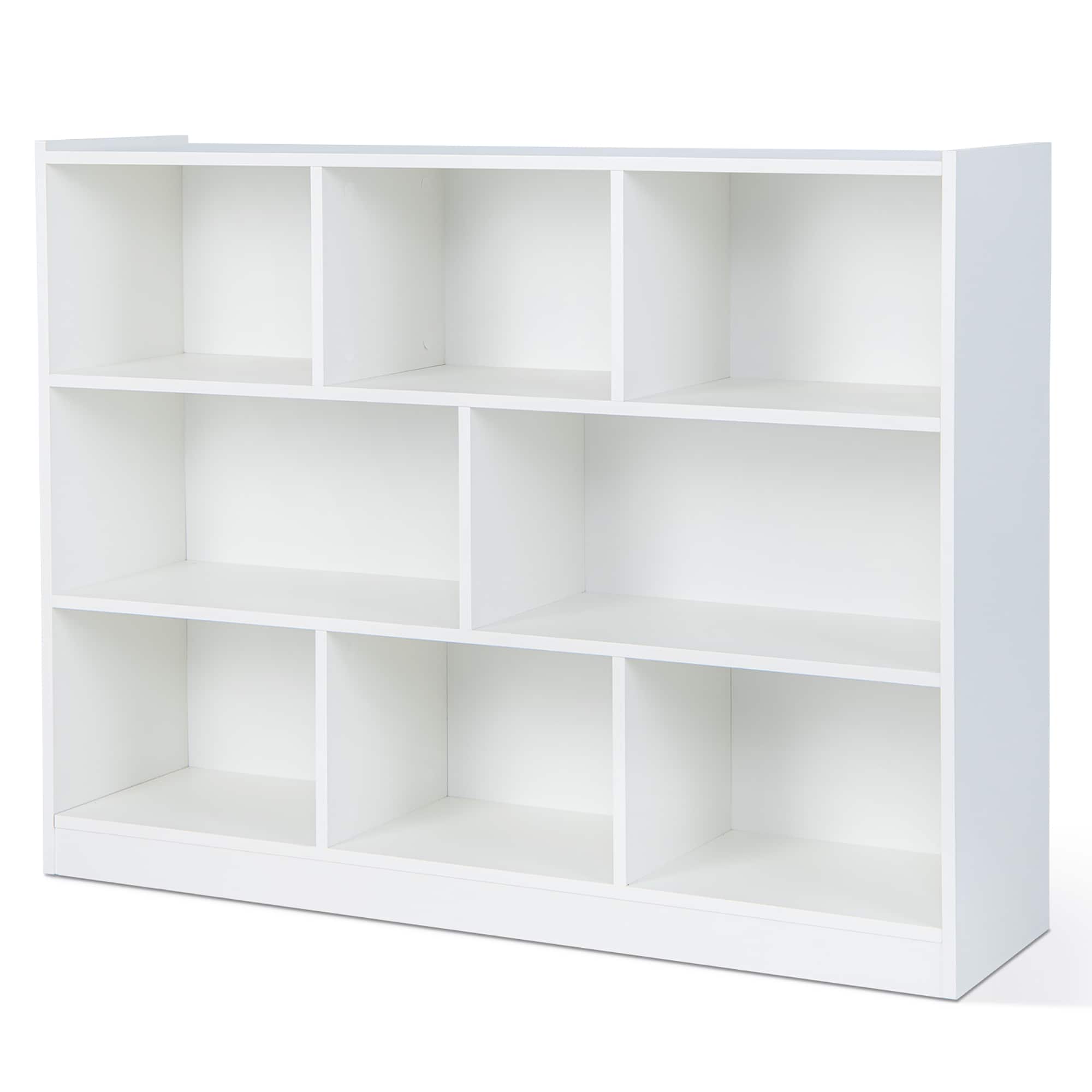 Front. Costway - 3-tier Open Bookcase 8-Cube Floor Standing Storage Shelves Display Cabinet White - White.