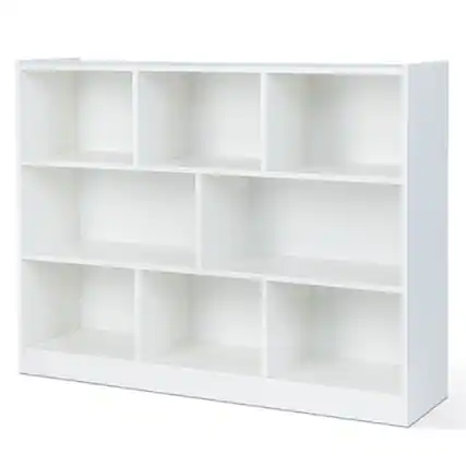 Front. Costway - 3-tier Open Bookcase 8-Cube Floor Standing Storage Shelves Display Cabinet White - White.