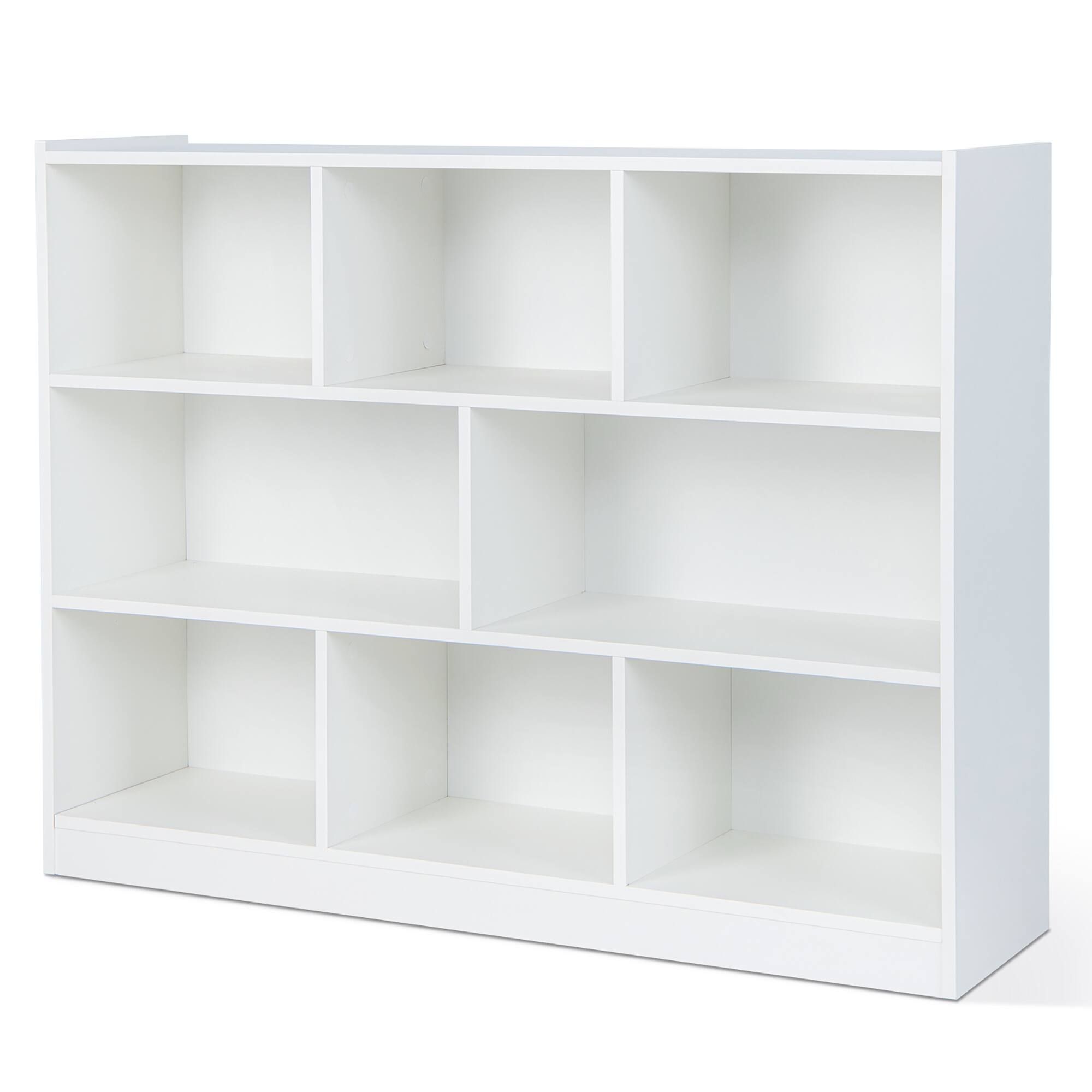 Costway - 3-tier Open Bookcase 8-Cube Floor Standing Storage Shelves Display Cabinet - White
