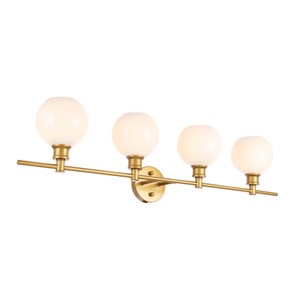 Alt View 6. Living District - Collier 4 light Brass and Frosted white glass Wall sconce - Brass And Frosted White Glass.