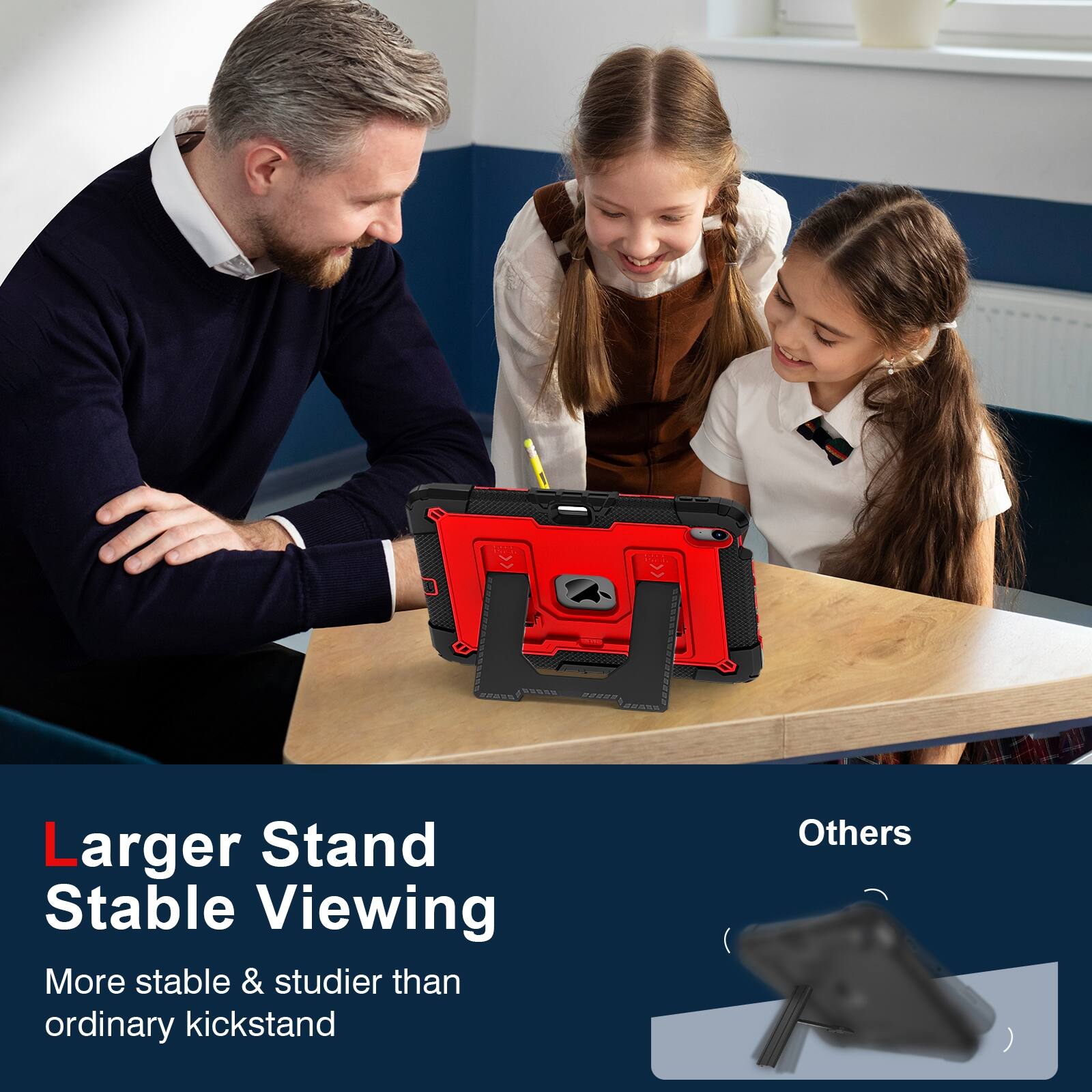 Larger Stand Stable Viewing  
More stable & sturdier than ordinary kickstand