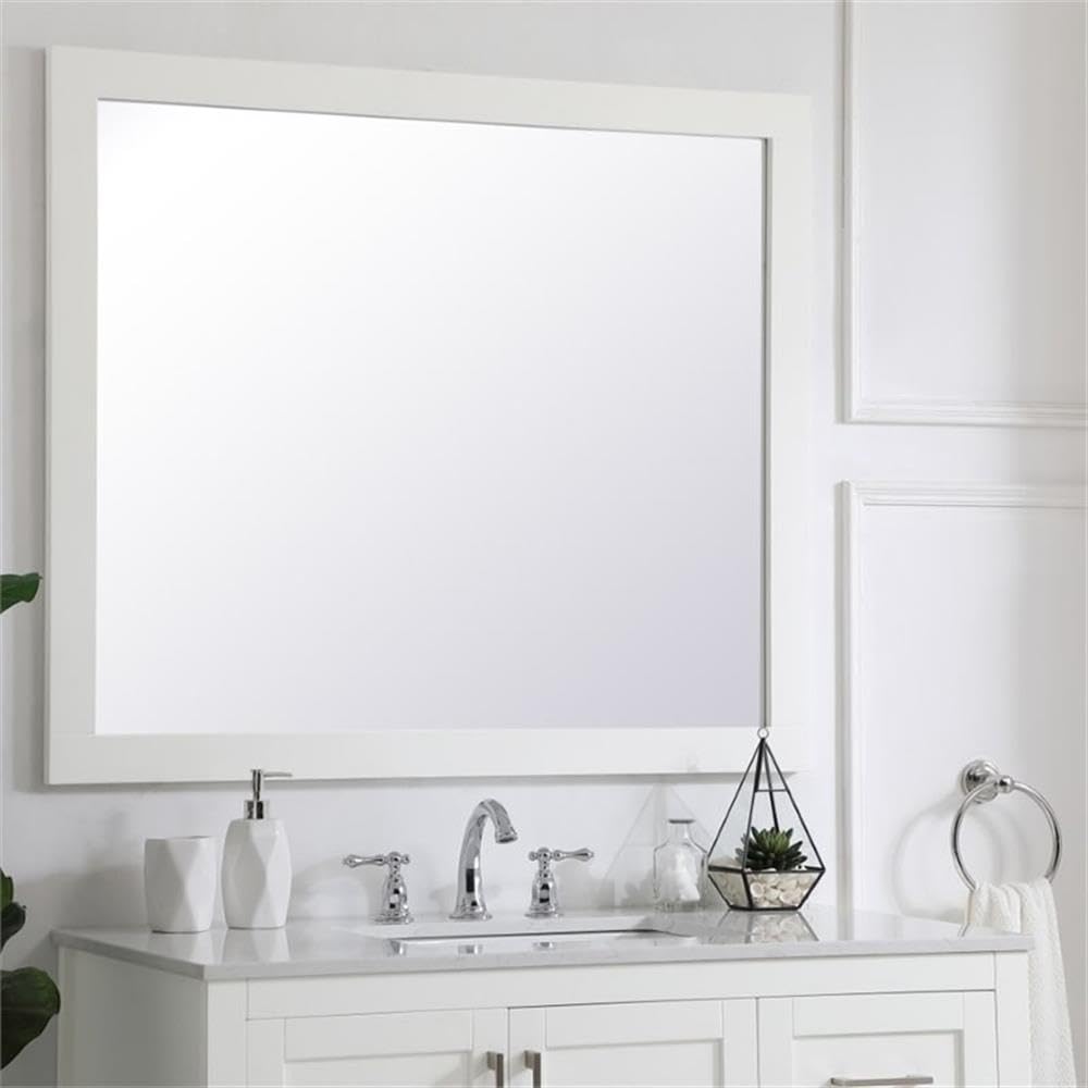 Alt View 3. Elegant Decor - Aqua rectangle vanity mirror 42 inch in White - White.