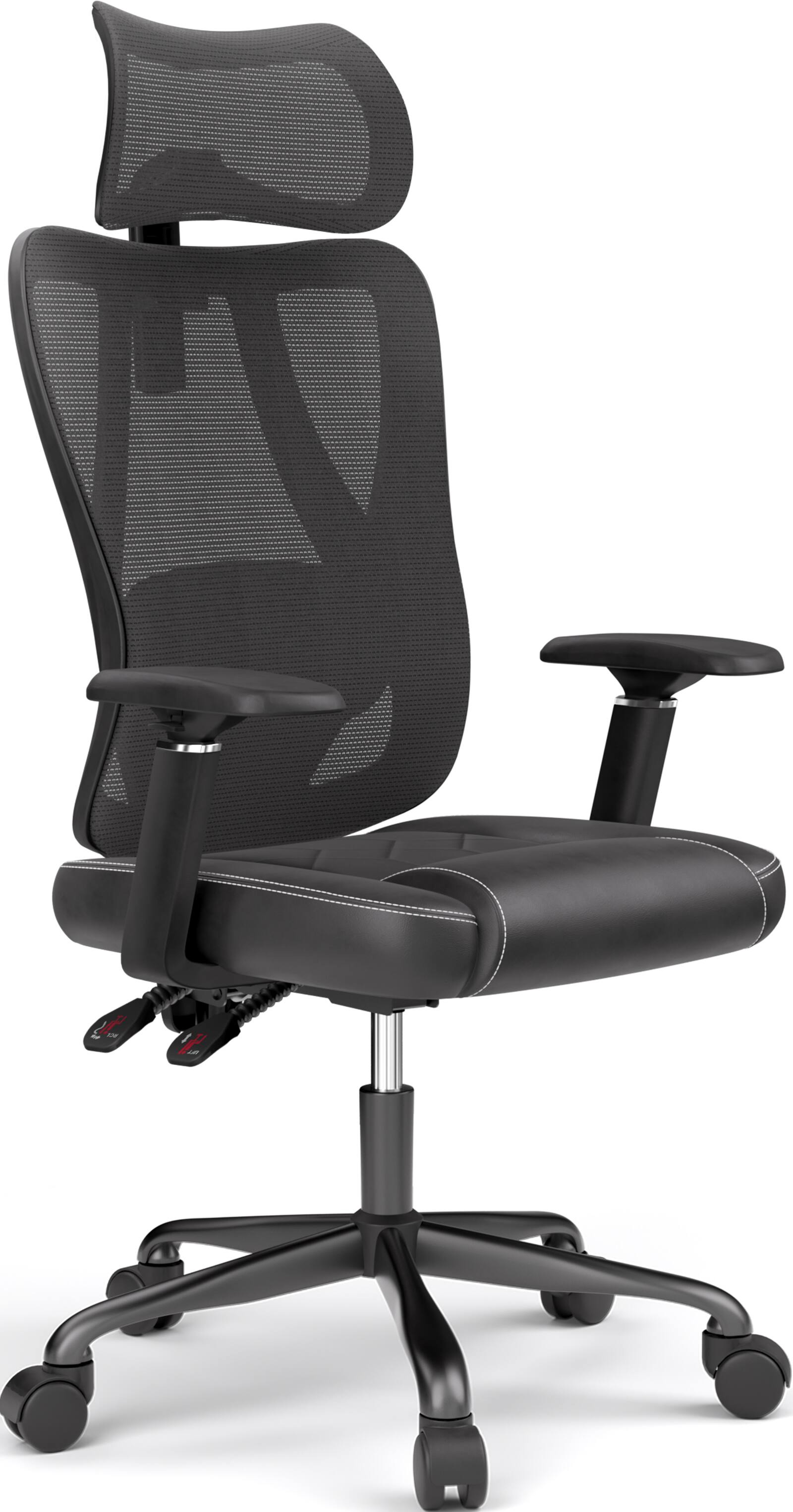 ACGAM - Ergonomic Mesh Office Chair, High Back Gaming Chair w/ Lumbar Support, 1D Adjustable Armrest, Height & Tilt, Metal Base - Black