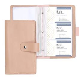 Unique Bargains - Business Card Holder 7x4" Leather, 2pcs Professional, 96-Capacity Organizer Binder Booklet Storage for Credit ID - Pink