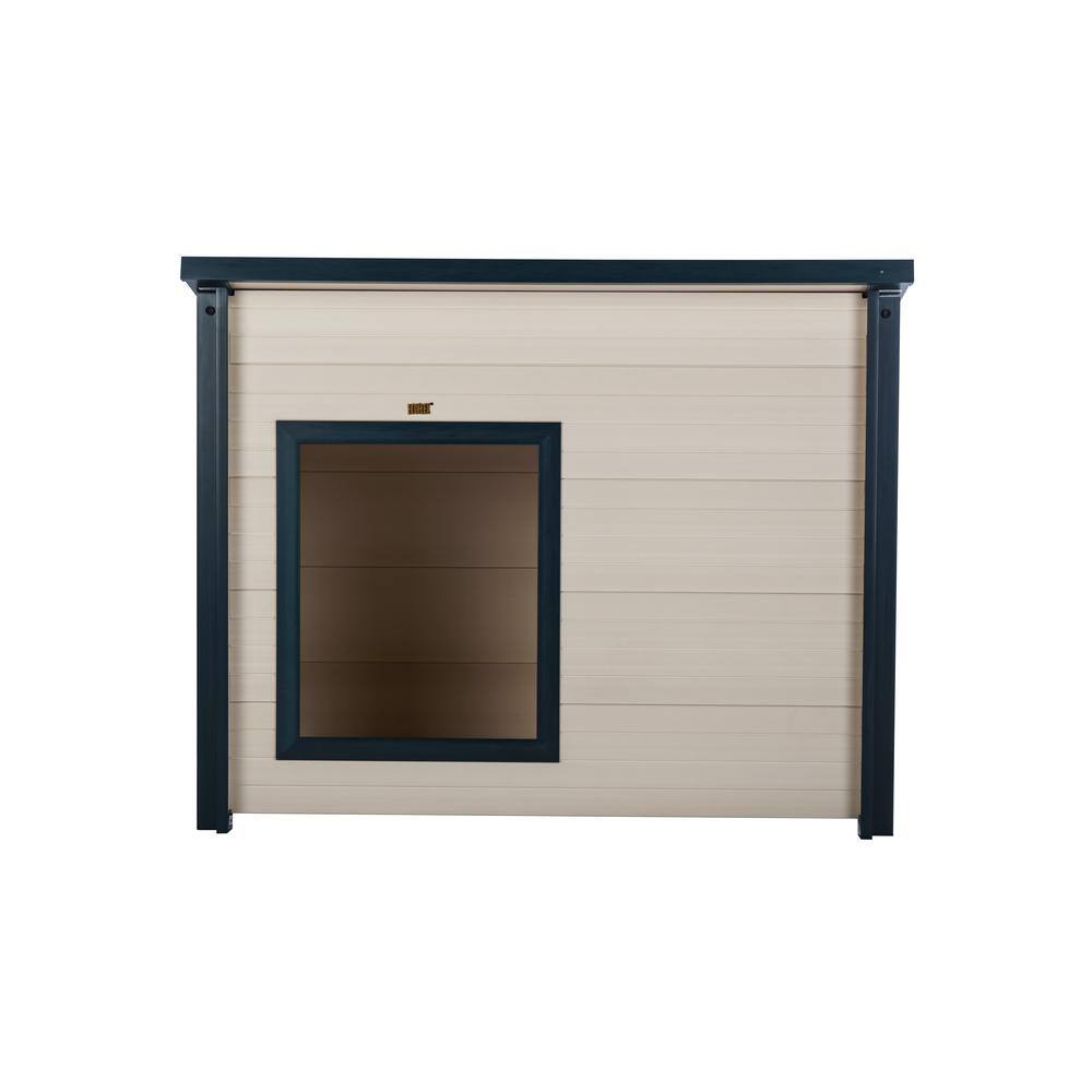 Left. New Age Pet - ECOFLEX Lodge Style Dog House - Jumbo - Maple.