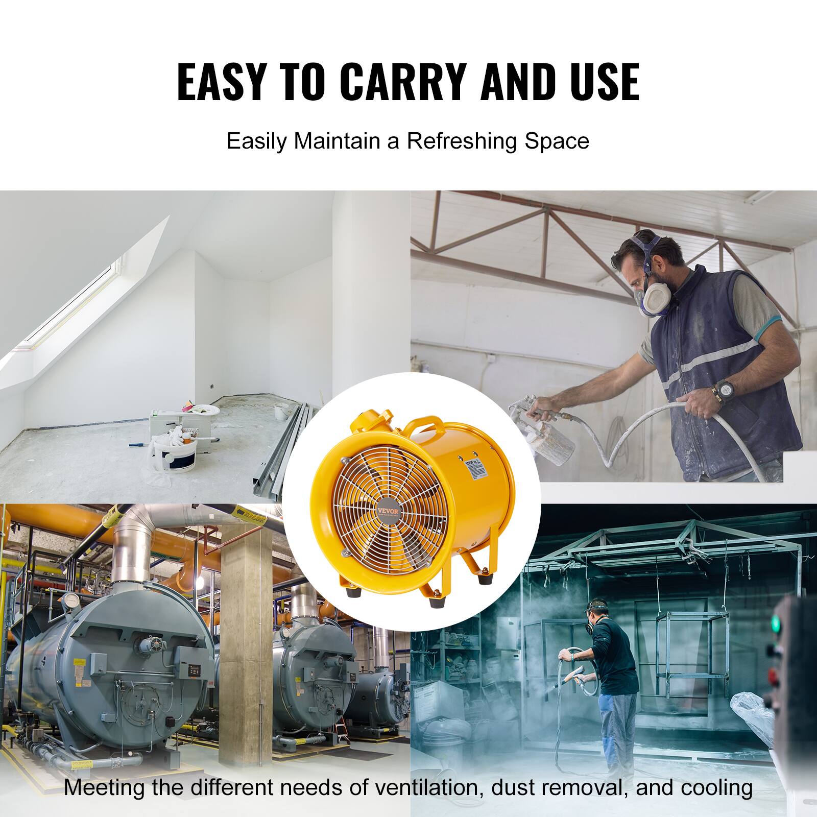 EASY TO CARRY AND USE  
Easily Maintain a Refreshing Space  

Meeting the different needs of ventilation, dust removal, and cooling