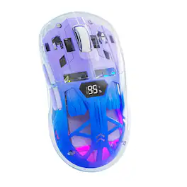Cedar Assembly - A2 Transparent Wireless Gaming Mouse With Level Display / Pc Mice 3d Rgb Backlit 5 Million Clicks Pixart - Wireless - Purple