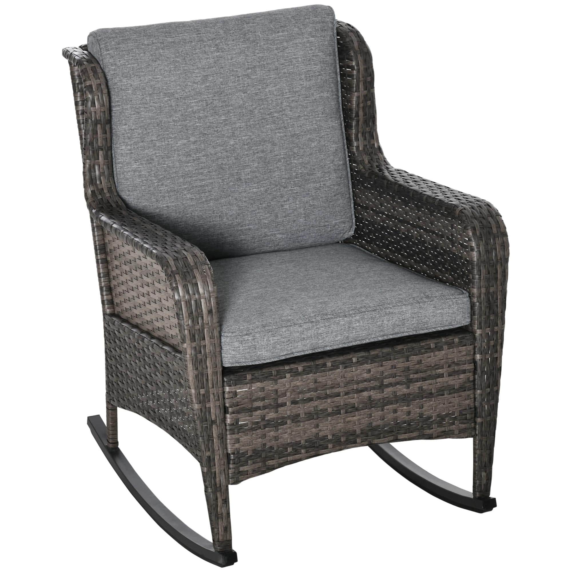 Resenkos - Outdoor PE Rattan Swing Chair, Garden Patio Lounger with Soft Cushions, Classic Style Swing - Gray