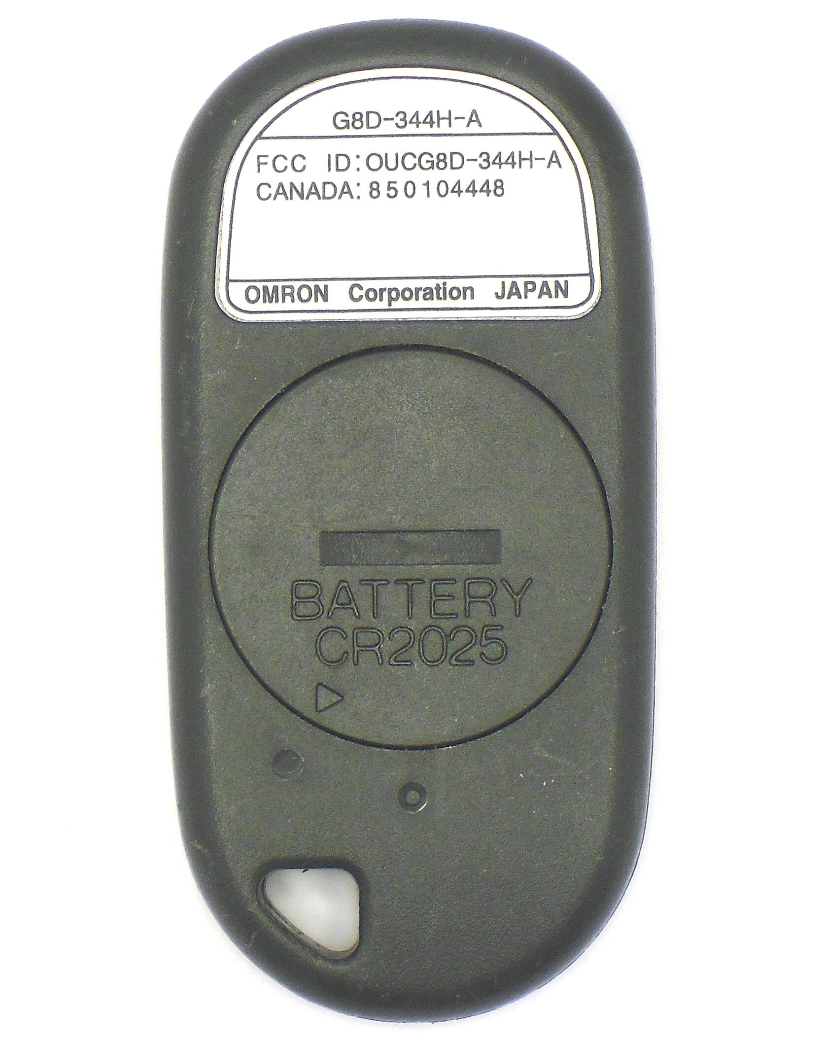 G8D-344H-A  
FCC ID: OUCG8D-344H-A  
CANADA: 850104448  
OMRON Corporation JAPAN  
BATTERY CR2025