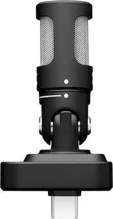 Front. Shure - MV88 USB-C iPhone Microphone for Portable Podcasting, Live Streaming, Music Recording - Black.