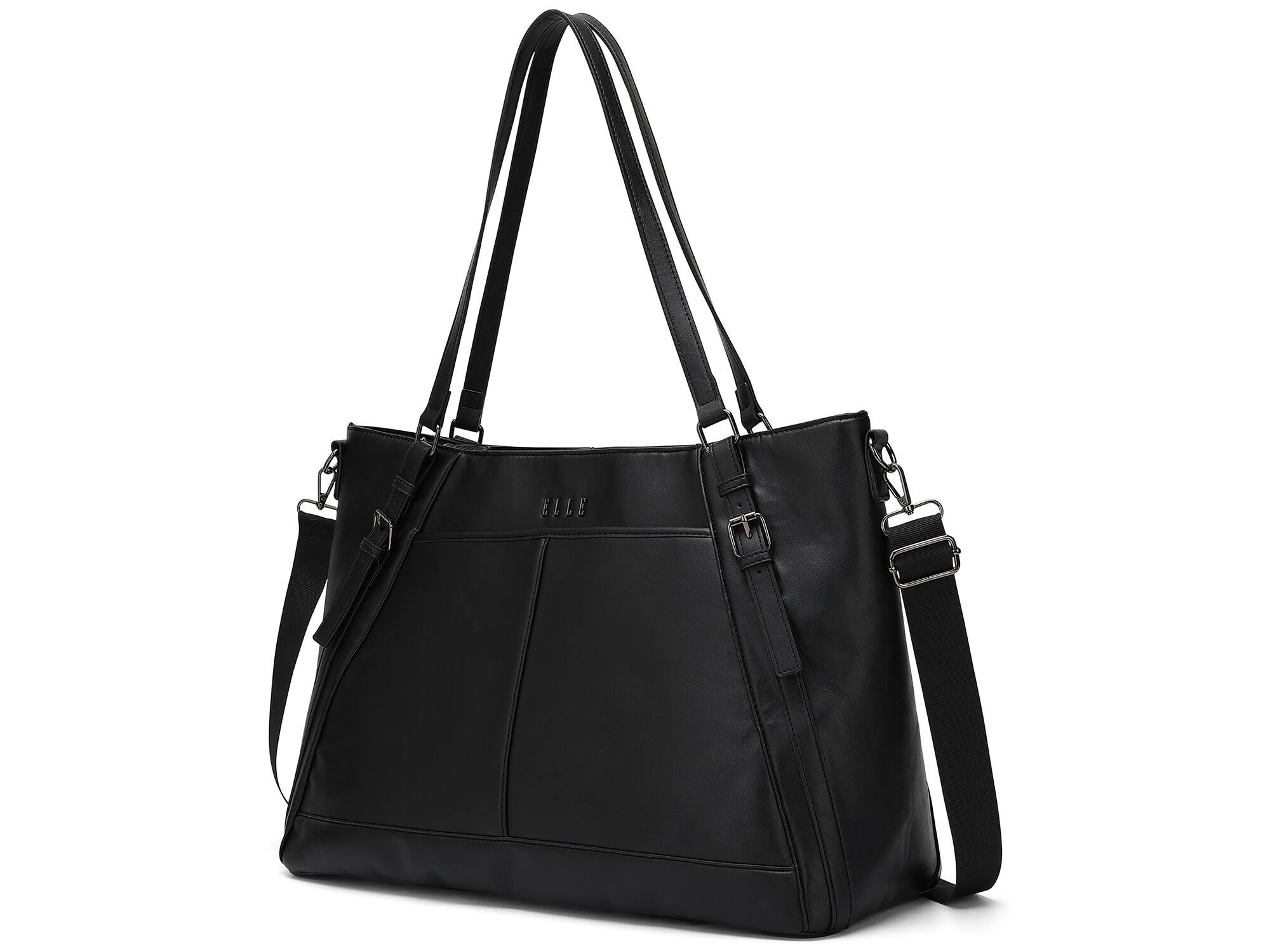 Alt View 5. Elle - ELLE Leisure Luxe 33L Vegan Leather Weekender Duffel Bag | Black - Black.