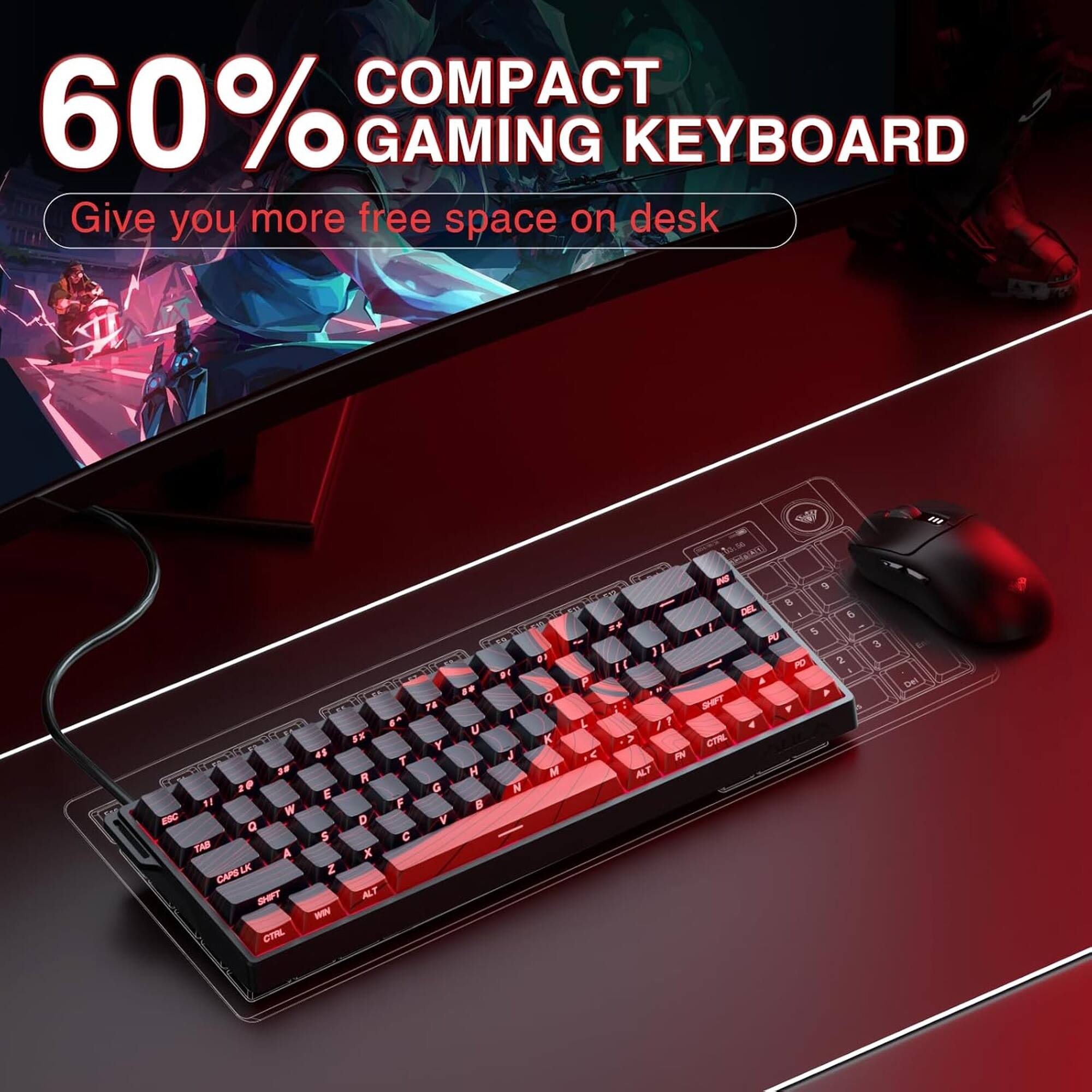 AULA WIN68 HE 68 Key Hall Effect Magnetic Gaming Keyboard, RGB