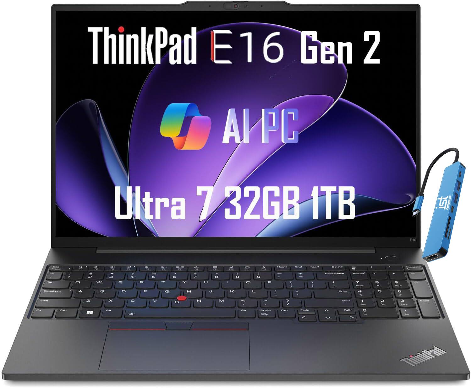 Lenovo - Refurbished Excellent - Upgraded - ThinkPad E16 Gen 2 16" WUXGA AI PC business Laptop - Core Ultra7 - 32GB RAM - 1TB SSD - Thunderbolt - Win 11Pro - Black