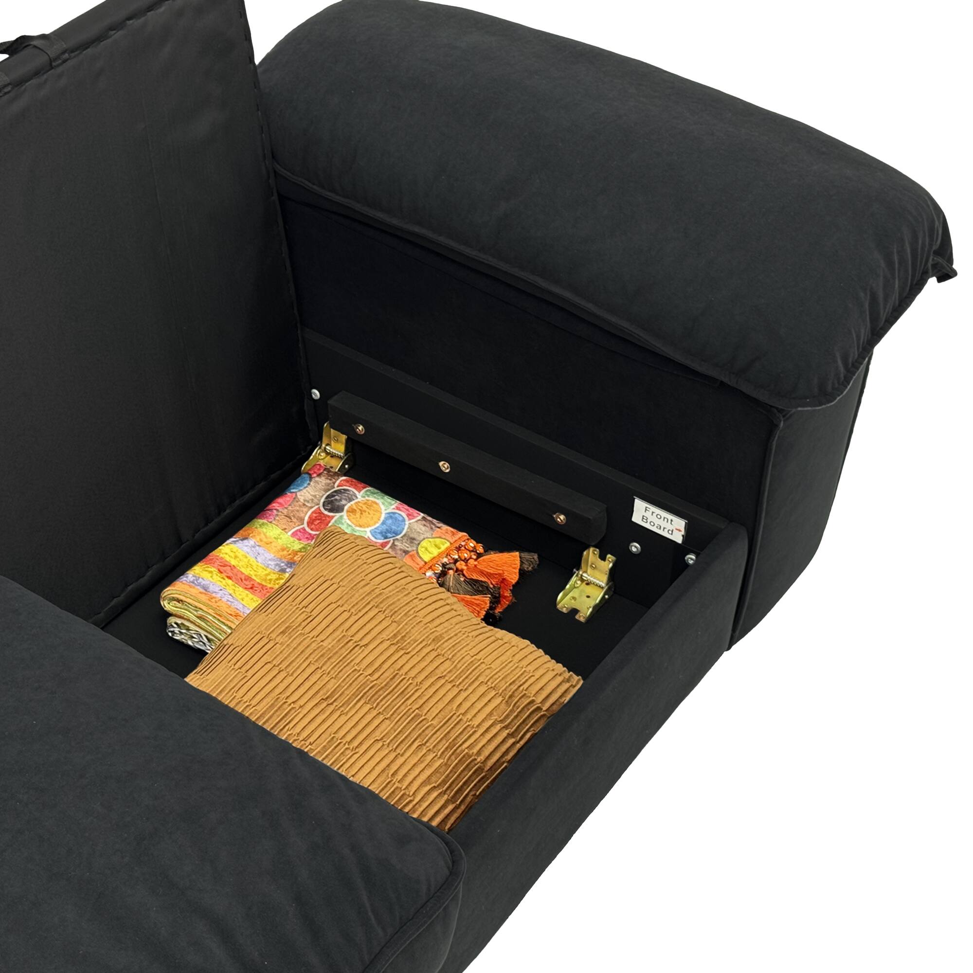 Alt View 4. Anysun - 78.7" Velvet 2-Seat Storage Loveseat - Space-Saving Compact Couch for Small Apartments. - Black.