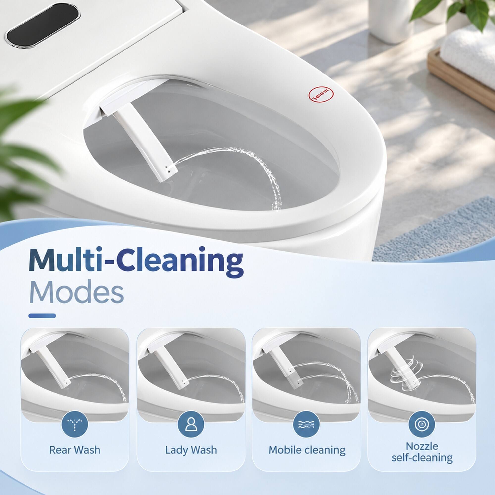 10.-0021  
Multi-Cleaning Modes  
- Rear Wash  
- Lady Wash  
- Mobile cleaning  
- Nozzle self-cleaning