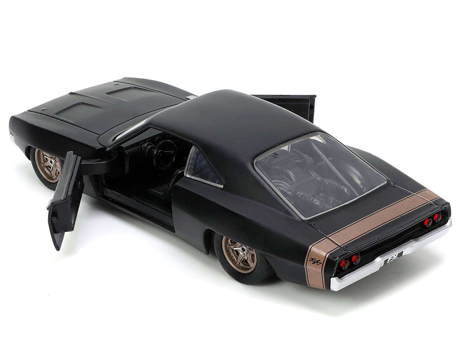 Alt View 1. Jada - 1968 Dodge Charger Widebody Matt Black with Bronze Tail Stripe "F9" (2021) Movie "Fast & Furious" Series 1/32 - Matt Black with Bronze.