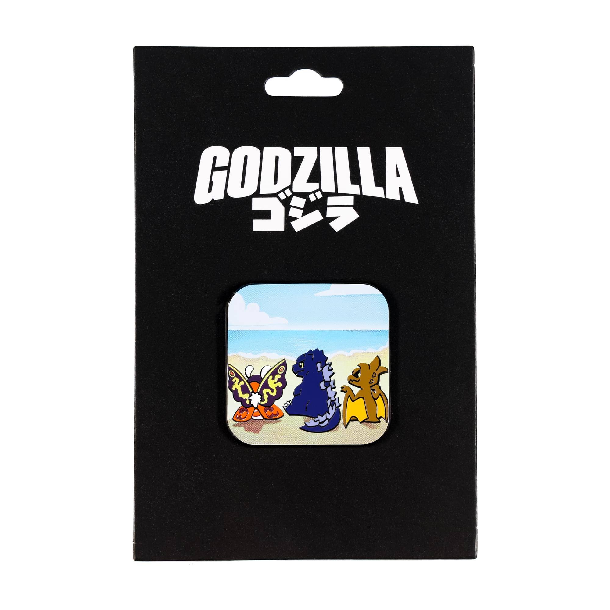 Alt View 1. SalesOne LLC - Godzilla, Mothra, and Rodan Chibi Square Enamel Pin - Multi-Colored.