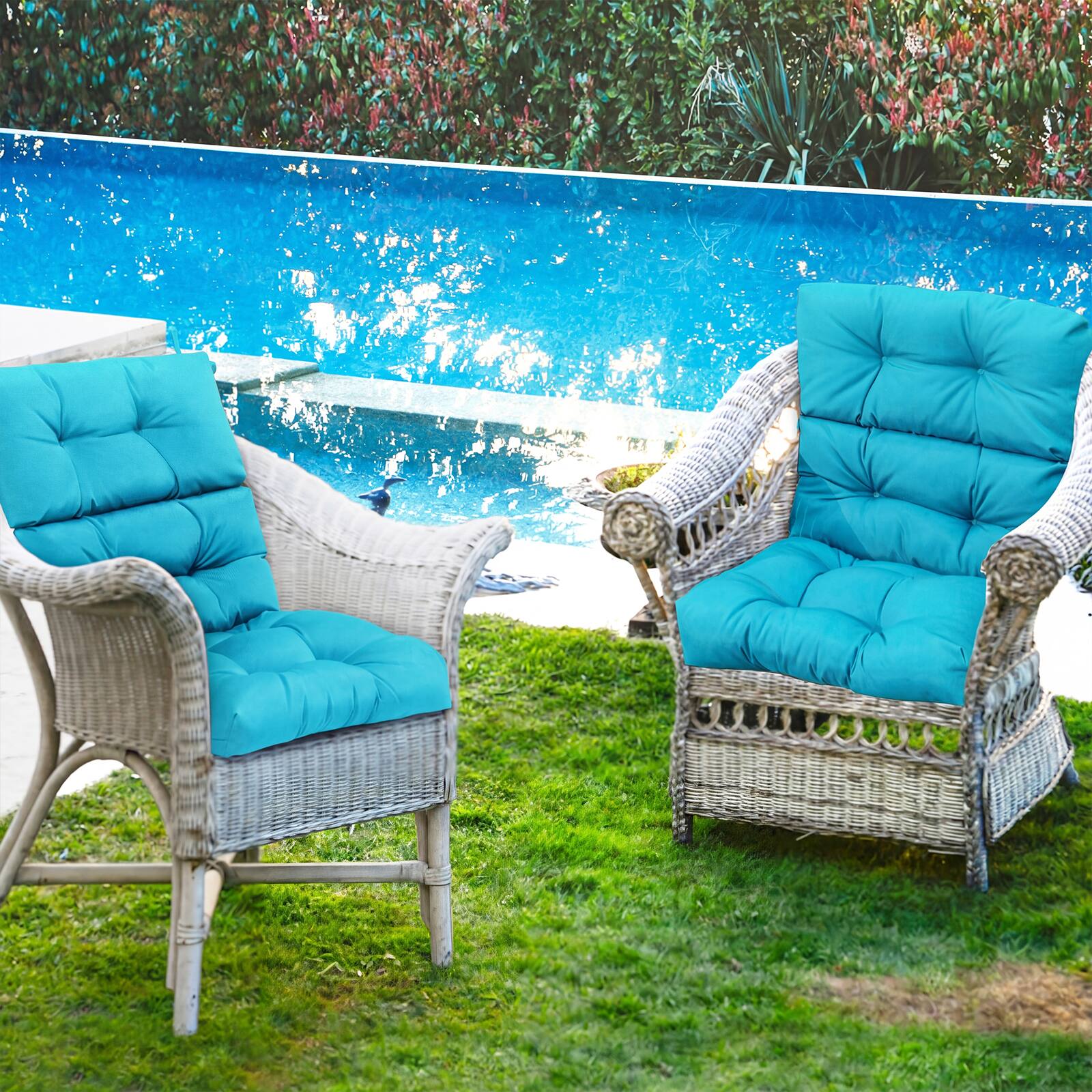 Alt View 1. Costway - Costway 2 PCS Outdoor Back Chair Cushion Tufted Pillow Patio Seating Pad - Turquoise.
