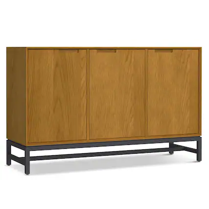 Front. Simpli Home - Banting 3 Door Sideboard Buffet in Natural Oak - Natural Oak.