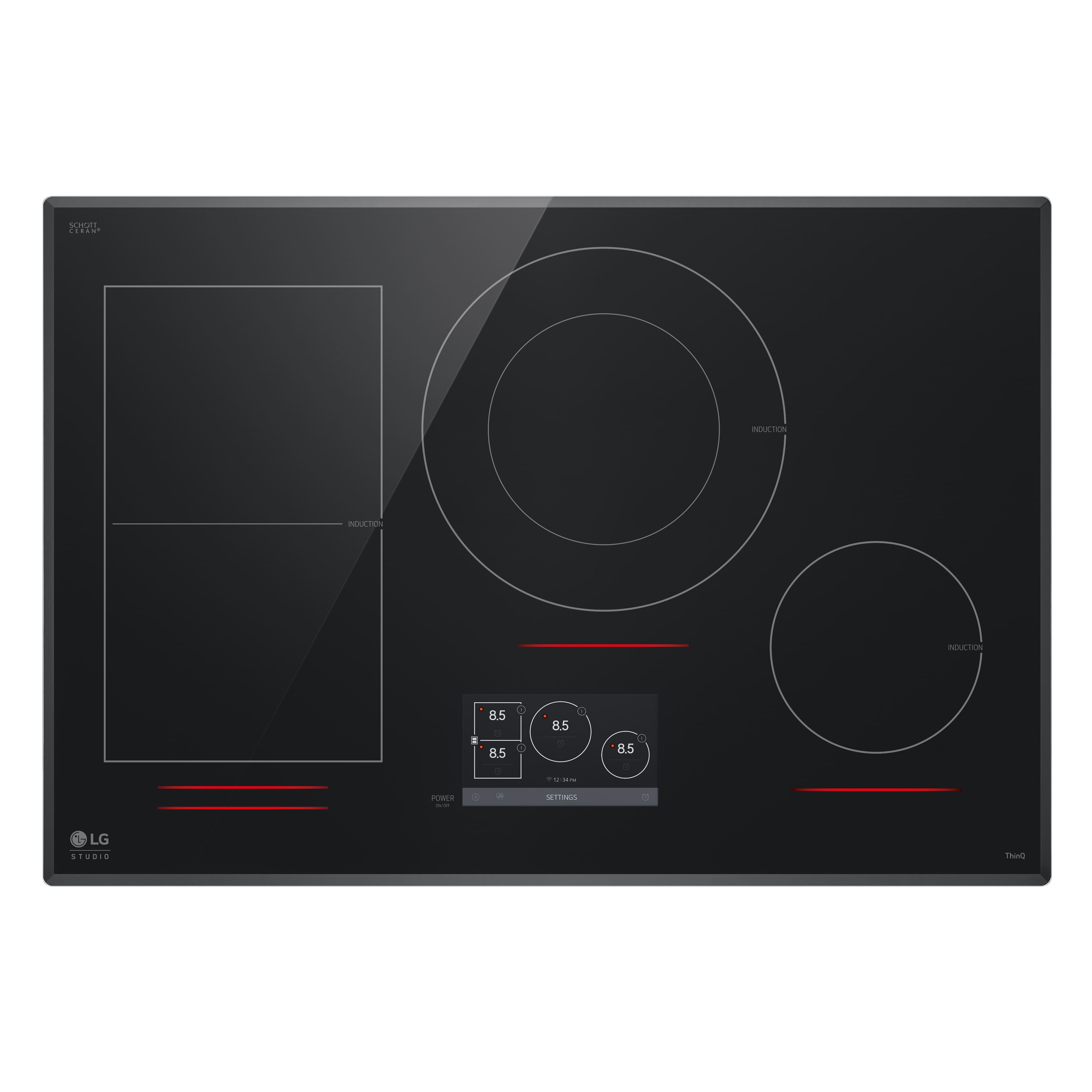 LG - STUDIO 30” Built-In Smart Electric Induction Cooktop with 4 Burners and Flexible Cooking Zone - Black - Front_Zoom