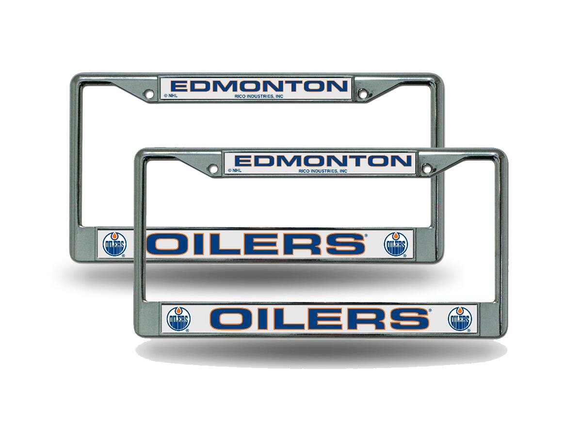 Rico Industries - Edmonton Oilers Hockey Chrome Metal License Plate Frame - Set of 2 Frames - Multi
