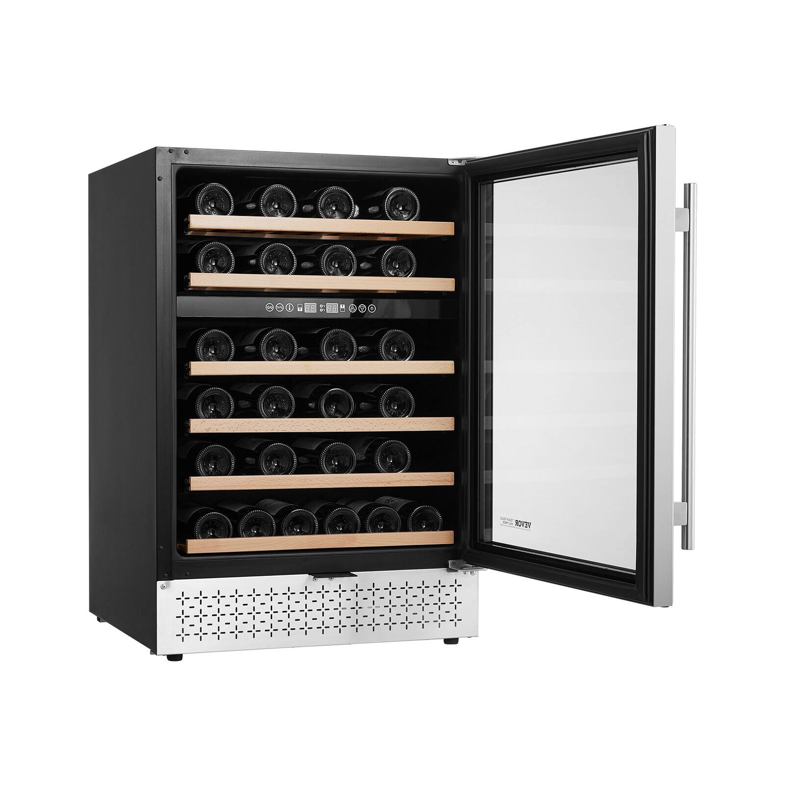 Alt View 5. VEVOR - Wine Cooler, 46 Bottle Dual Zone Wine Fridge, Built-in & Freestanding Fridge with Glass Door - Stainless Steel.