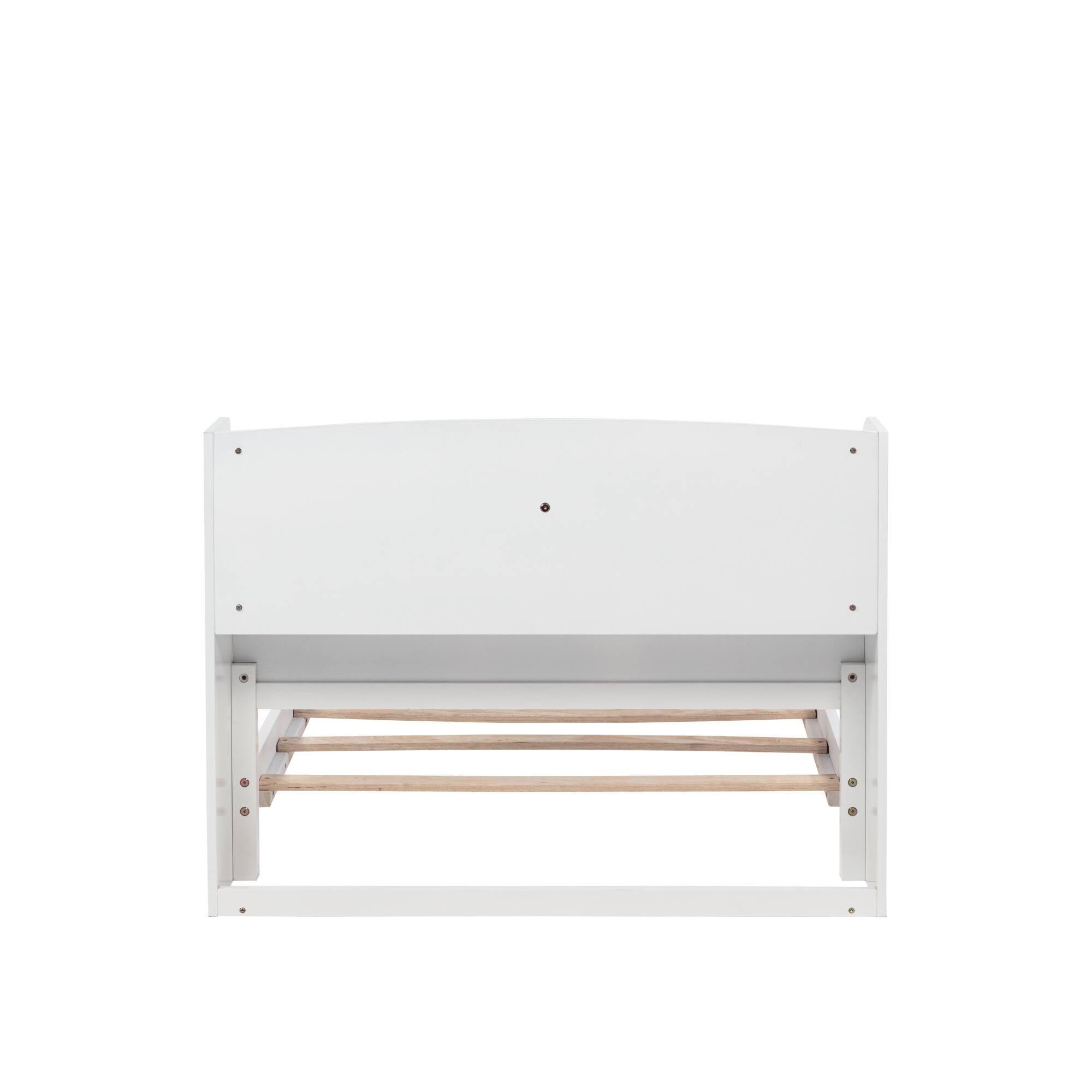 Alt View 4. GOODSILO - Twin Bed with Integrated Bookshelf Headboard and Motion Sensor LED Lighting System for Enhanced Bedroom Functionality - White.
