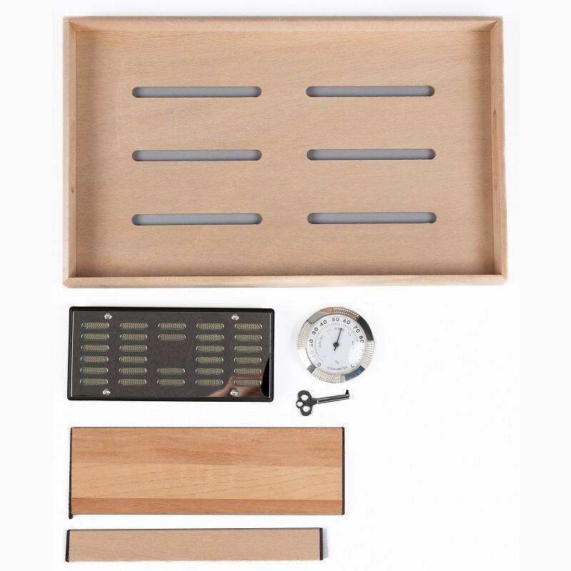 Alt View 4. Prestige - Preston Bubinga Cigar Humidor - ltra Deep Lacquer Bubinga Finish.