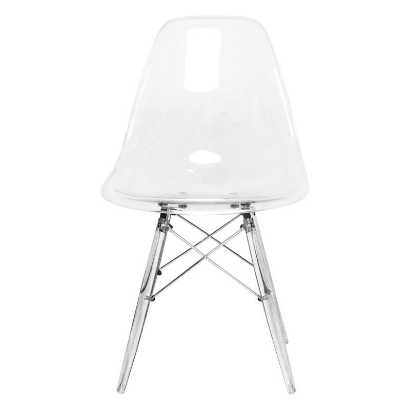Alt View 4. LeisureMod - Dover Modern Acrylic Accent Side Chair with Eifel Design Legs for Dining Room, Kitchen and Home Office - Clear.