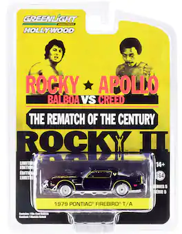 1979 Pontiac Firebird Trans Am T/A Black with Hood Bird "Rocky II" (1979) Movie 1/64 Diecast Model Car by Greenlight