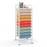 Costway - 10 Drawer Rolling Storage Cart Scrapbook Paper Office School Organizer - Macaron
