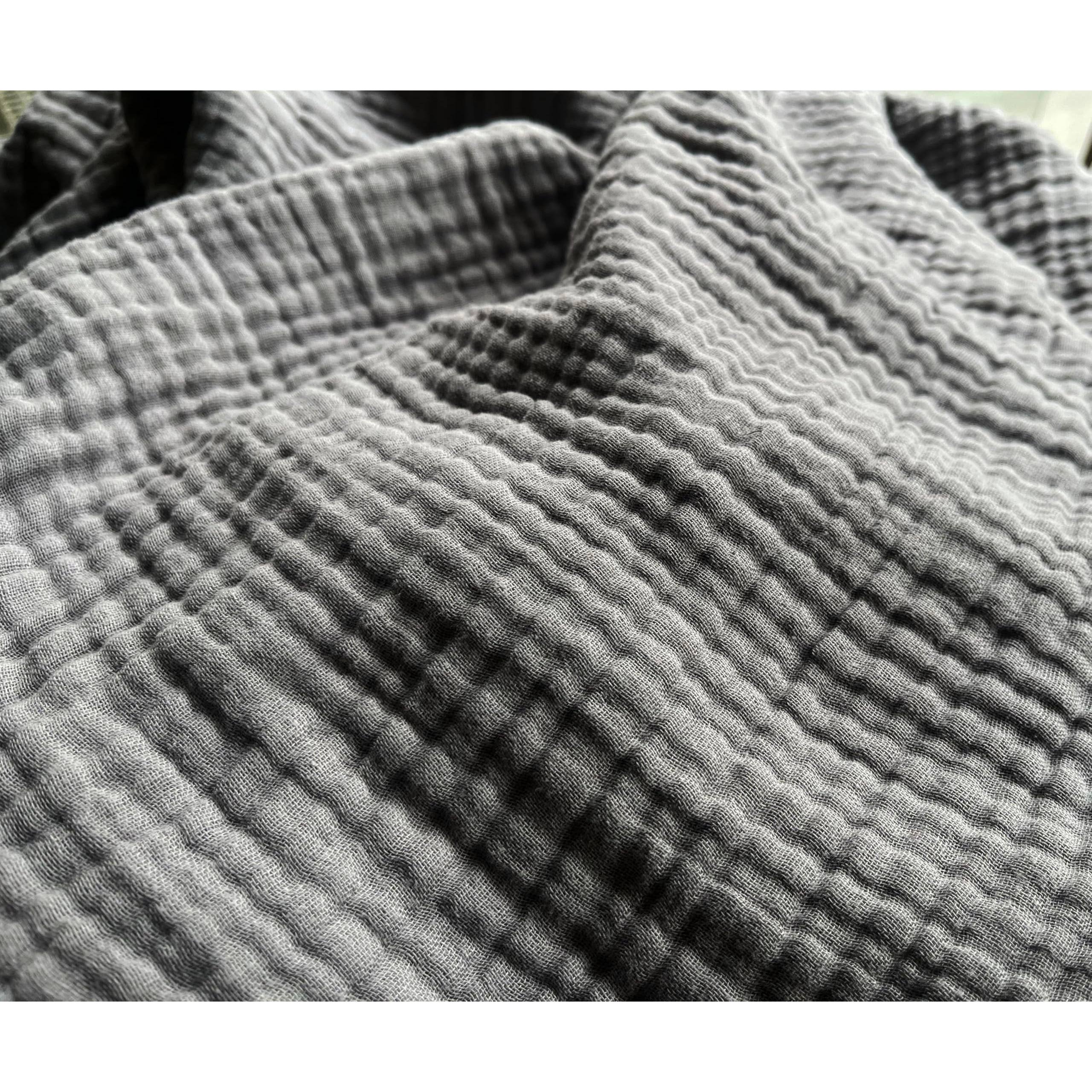 Dapper Styles - Cotton 90 x90 Queen Muslin Blankets For Adults Couch Plant Dyed Breathable Lightweight Soft Gauze Bed All - Dark Grey-Large Throw