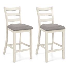 Gymax - Bar Stools Set of 2 Upholstered Counter Height Barstools w/Padded Seat Footrest - Beige