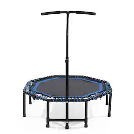 Ecooso - 48" Foldable Fitness Trampoline w/ Adjustable Handlebar, Bungee Cords, Quiet, 450 lb Capacity, Home/Gym - Blue