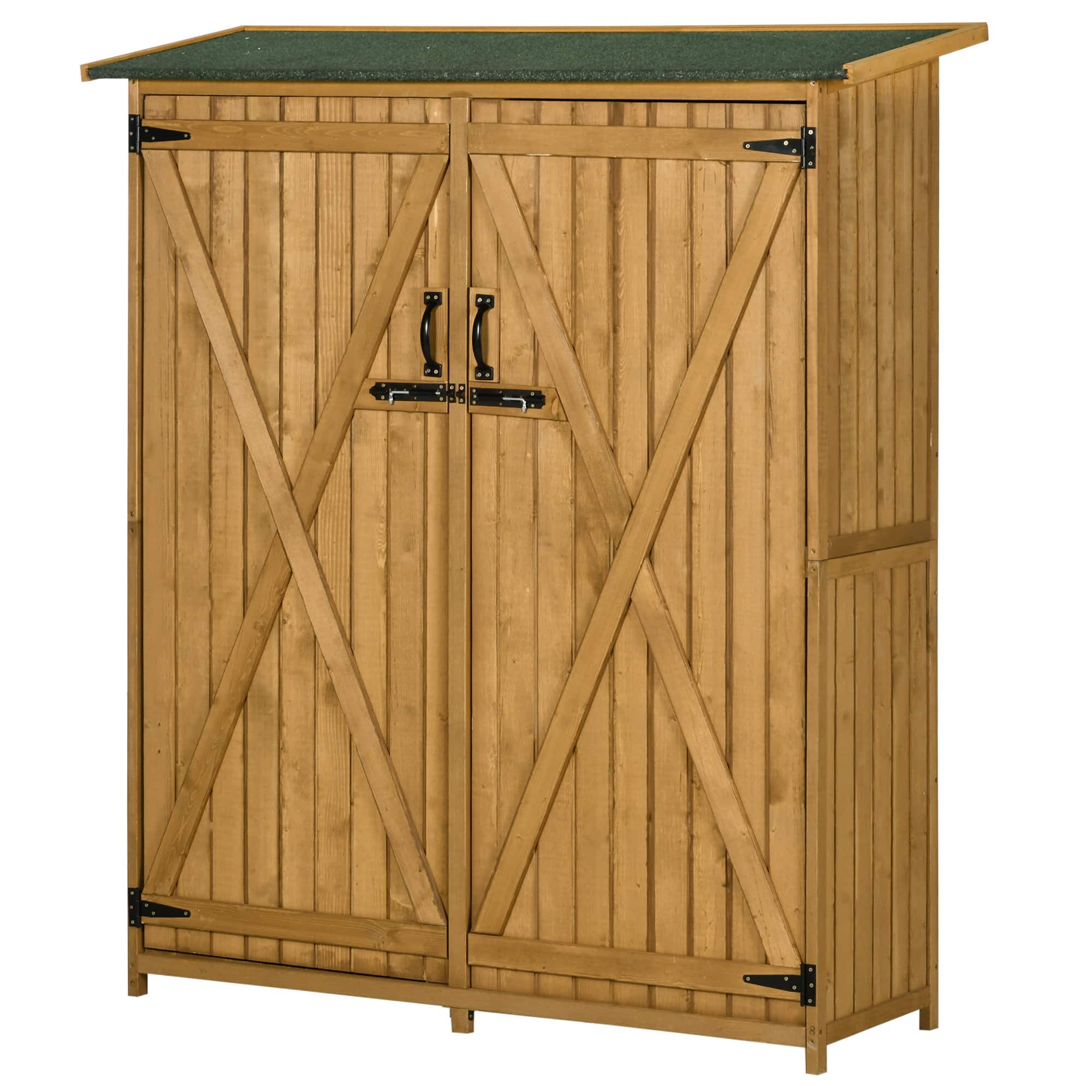 Outsunny - Storage Cabinet Wooden Garden Shed Utility Tool Organizer with Waterproof Asphalt Rood