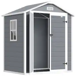 Outsunny - Storage Shed, 6' x 4.5' Garden Shed with Double Lockable Doors, Vent and Window - Gray