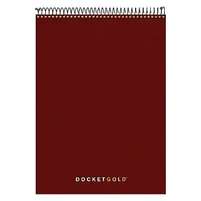 Front. TOPS - Docket Gold Notepad, 8.5" x 11.75", Project Ruled, 70 Sheets/Pad - Maroon.