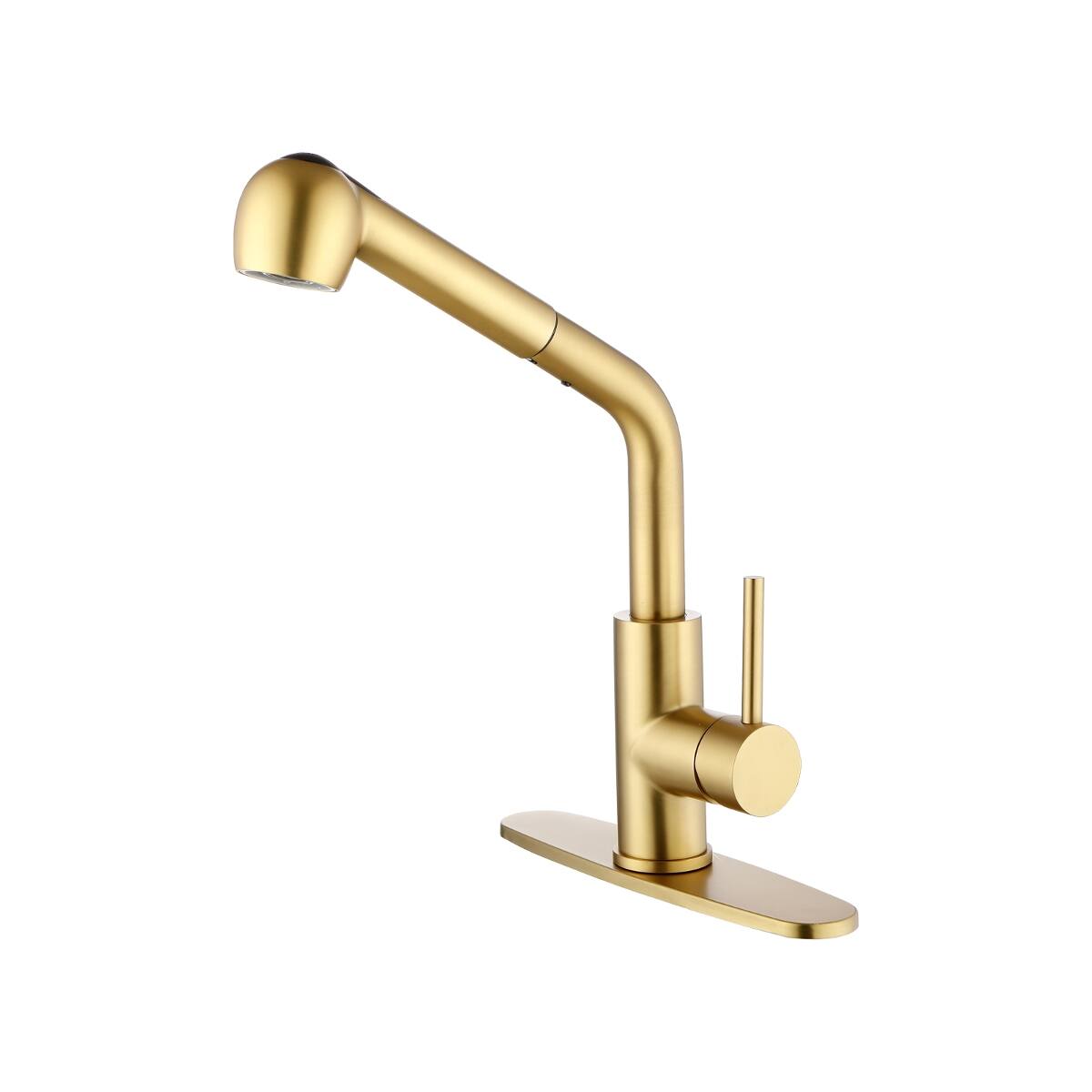 Front. Ropilly - Ropilly Single Handle Pull Out Kitchen Faucet, Spot Resistant Gold Stainless Steel Sink Faucet with Dual Spray - Gold.