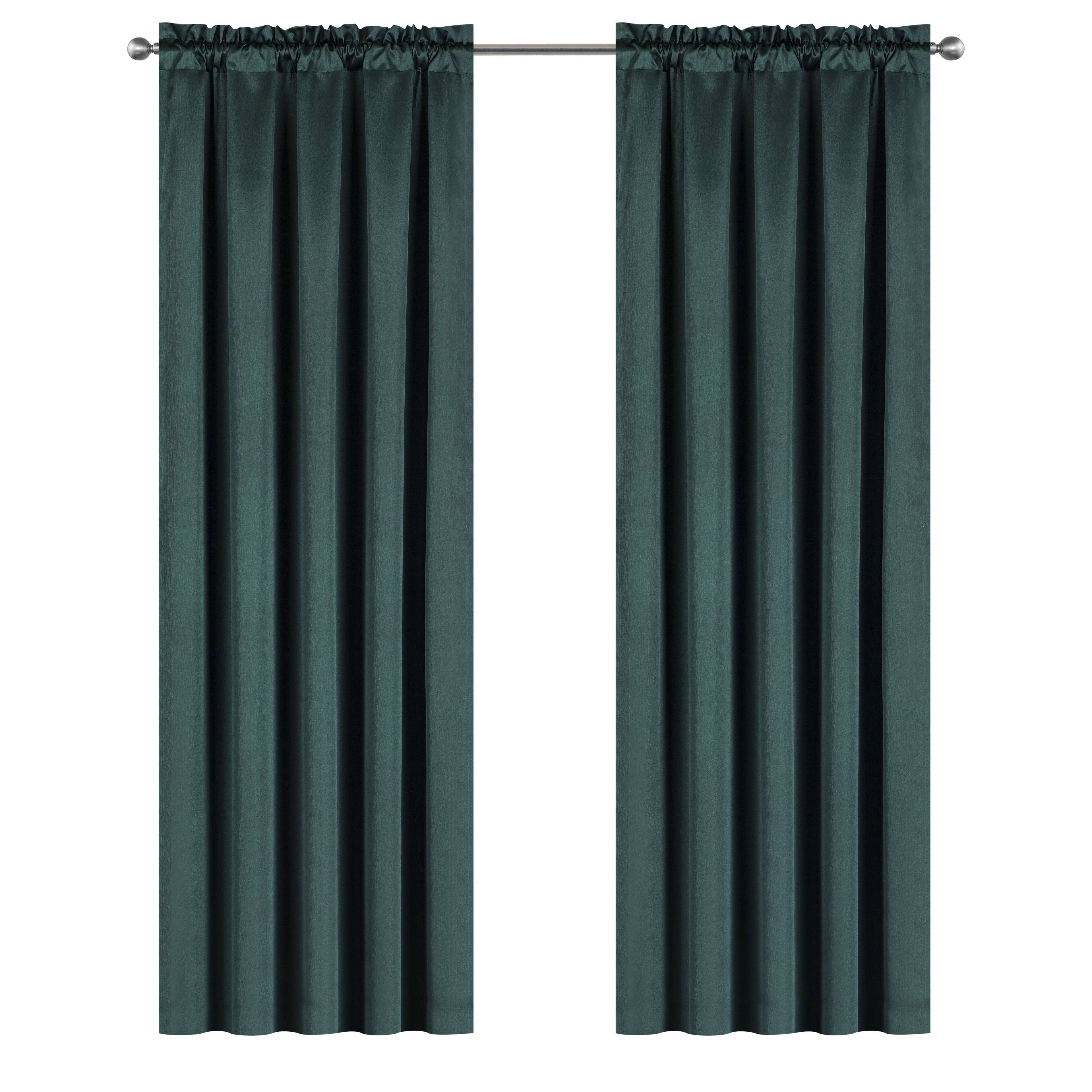 Left. Kate Aurora - Kate Aurora Set Of 2 Piece Crinkle Sheer Rod Pocket Christmas Curtain Panels - 84 in. Long - Evergreen - Evergreen.
