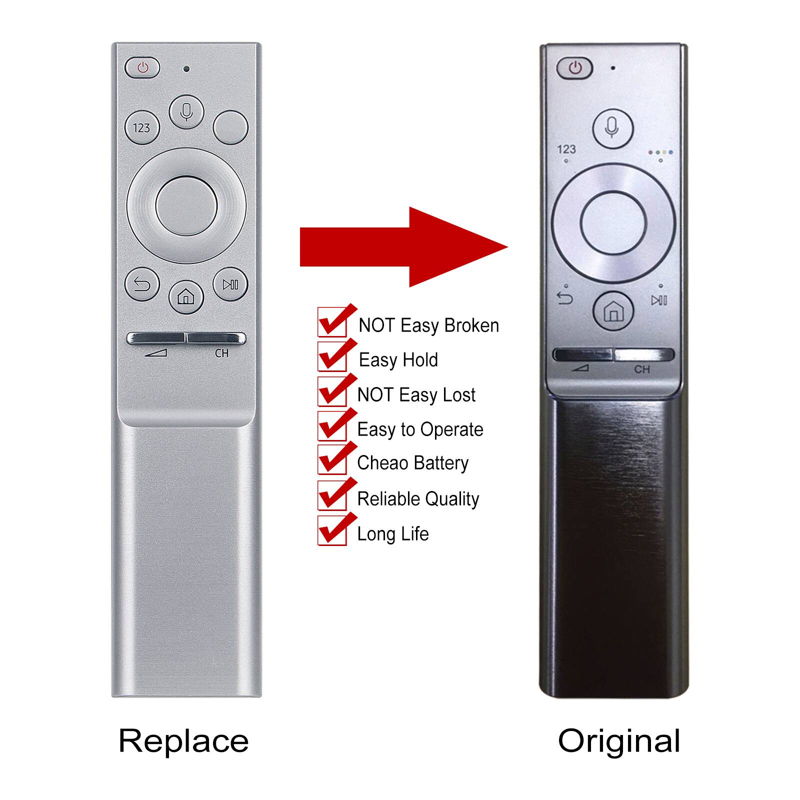 - NOT Easy Broken
- Easy Hold
- NOT Easy Lost
- Easy to Operate
- Cheapo Battery
- Reliable Quality
- Long Life

Replace

Original