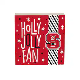 Evergreen Enterprises - NC State Wolfpack 6" Holiday Wood Plock Shelf Sign - Multicolor