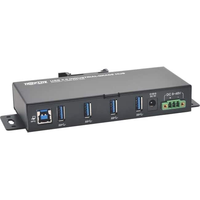 Eaton Tripp Lite Series 4-Port Industrial-Grade USB 3.x (5Gbps) Hub - 20 kV ESD Immunity, Metal Housing, Mountable - USB - Black