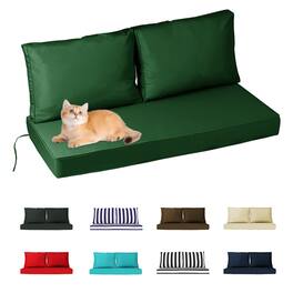 Chateau Abodes - 48"x24" Outdoor Loveseat Cushion Set, Waterproof with Removable Cover, Straps & Zipper for Patio Chair, Sofa & Couch - Dark Green