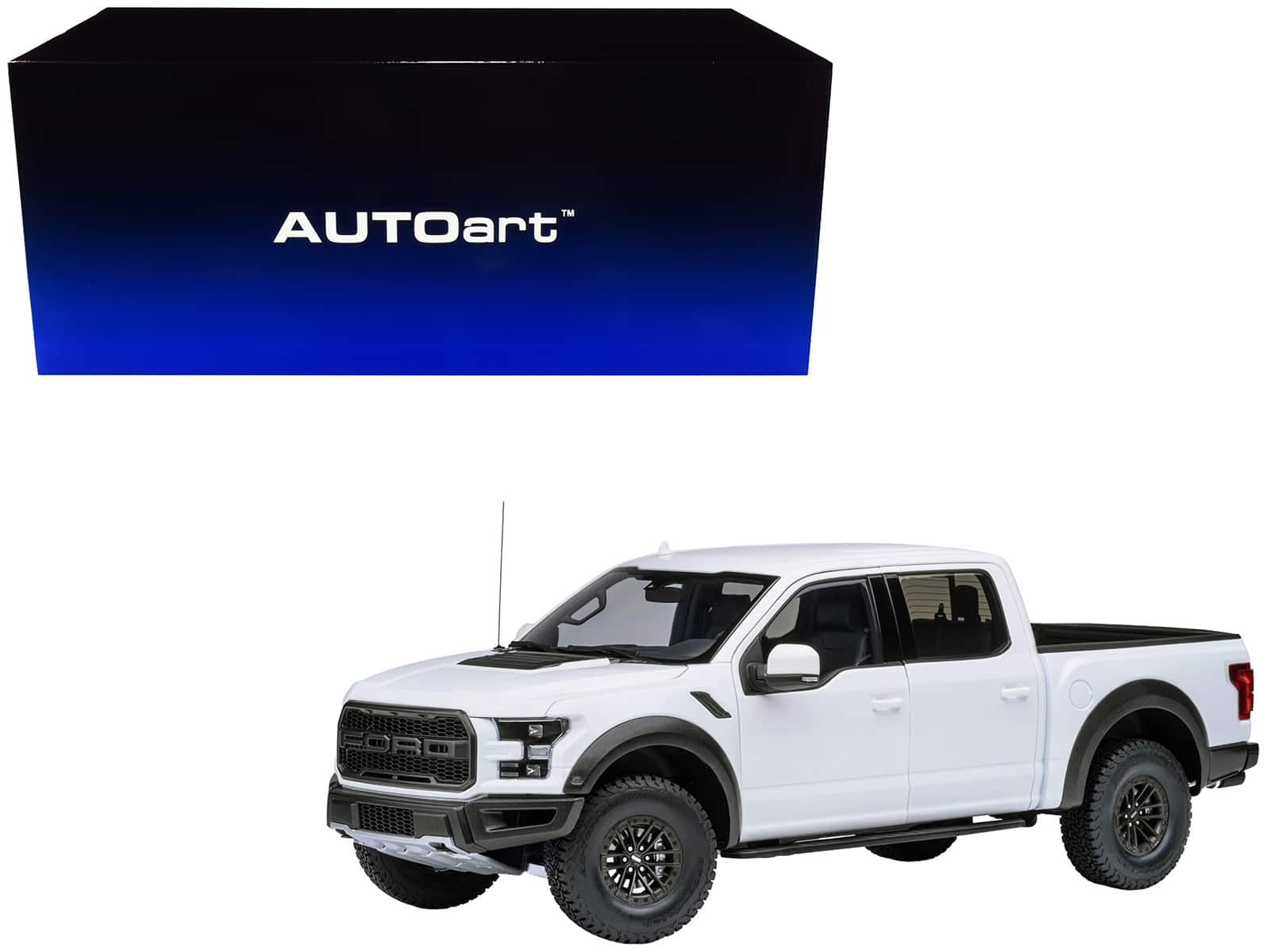 2019 Ford F-150 Raptor Pickup Truck Oxford 1/18 Model Car by Autoart - White