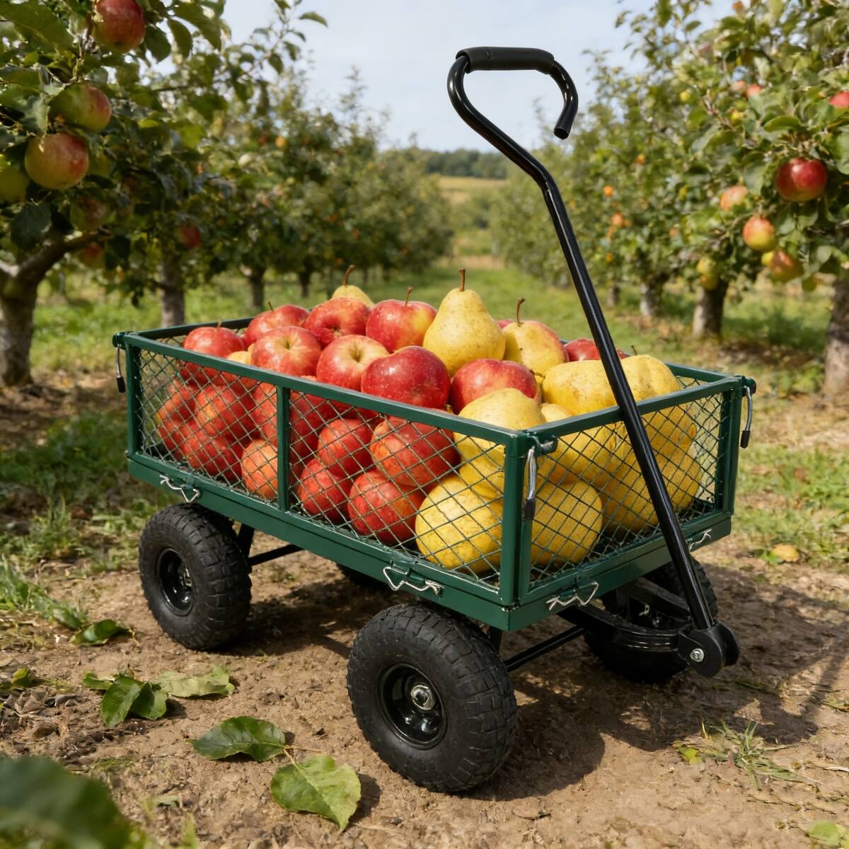 Alt View 1. Loheer - Loheer Heavy Duty Garden Wagon, Green Metal Utility Cart with Removable Sides and 550 lb Capacity.
