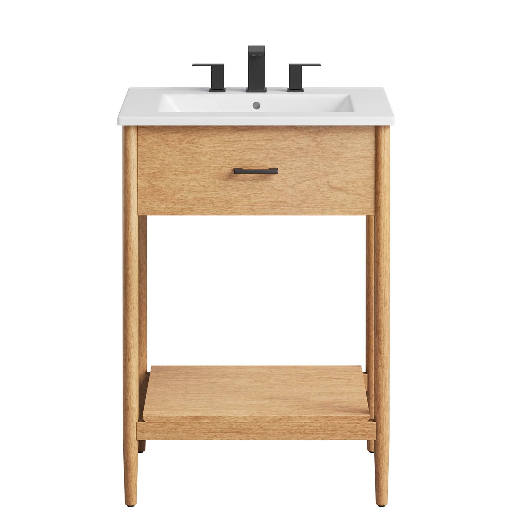 Alt View 4. Modway - Zaire Bathroom Vanity Basin Included by Modway - Natural White.