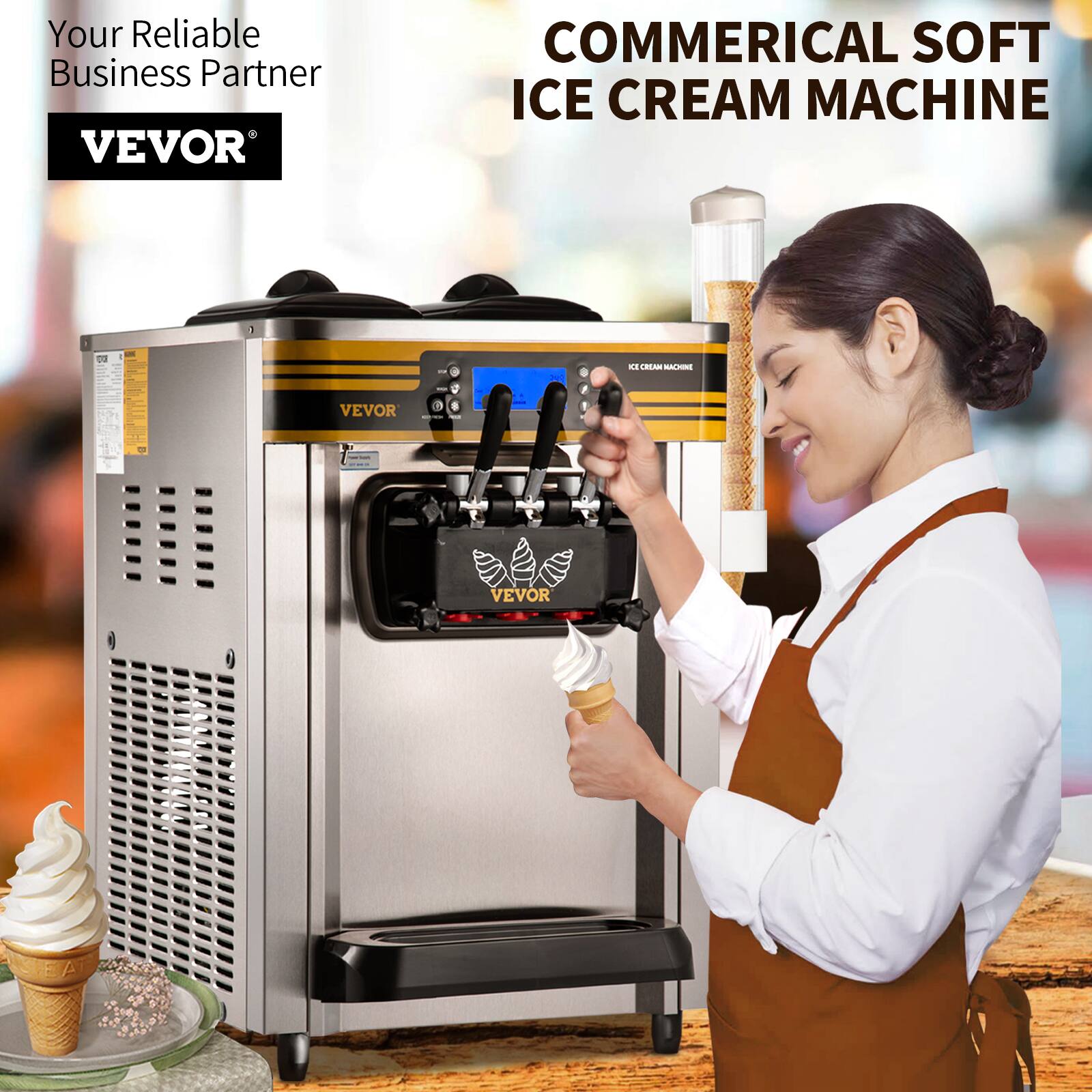 Your Reliable Business Partner  
VEVOR  
COMMERCIAL SOFT ICE CREAM MACHINE