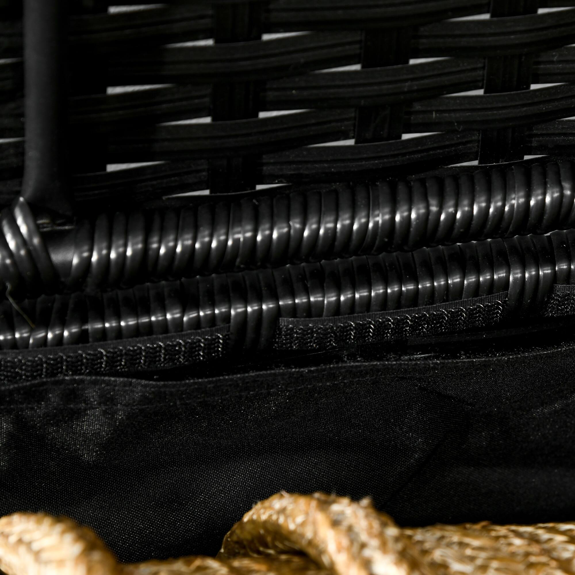 Alt View 7. Outsunny - Outdoor Deck Box & Shoe Storage, PE Rattan Wicker Towel Rack with Liner for Indoor, Outdoor, Patio Furniture Cushions - Black.